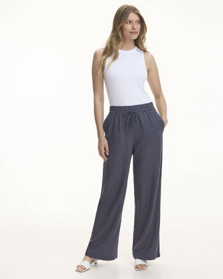 Wide-Leg High-Rise Linen Pant - Petite