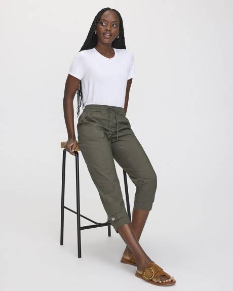 Straight-Leg High-Rise Poplin Capri Pant