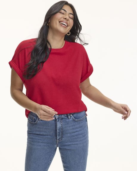 Crew-Neck Tee with Short Dolman Sleeves