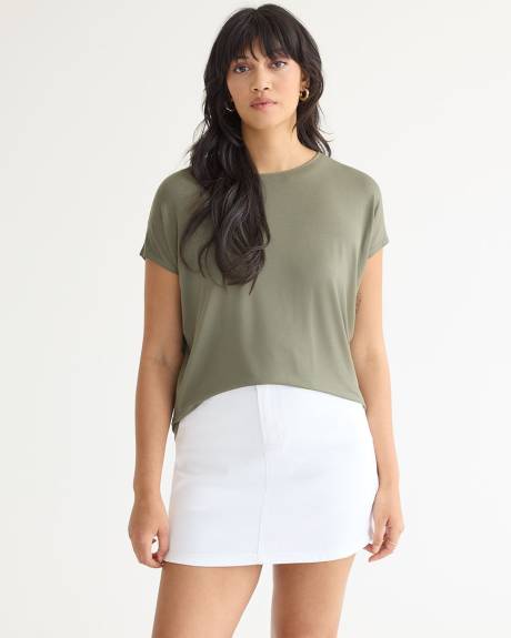 Short-Dolman-Sleeve Boat-Neck Tee