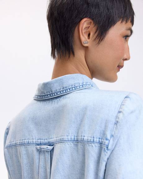 Blouse boutonnée en denim à manches longues