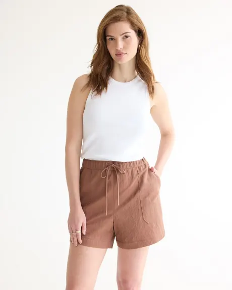 Short taille haute en tricot piqué