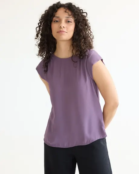 Cap-Sleeve Blouse with Crew Neckline - R Essentials