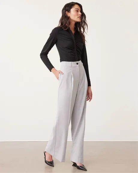 Crosshatch Wide-Leg High-Rise Pants - Petite