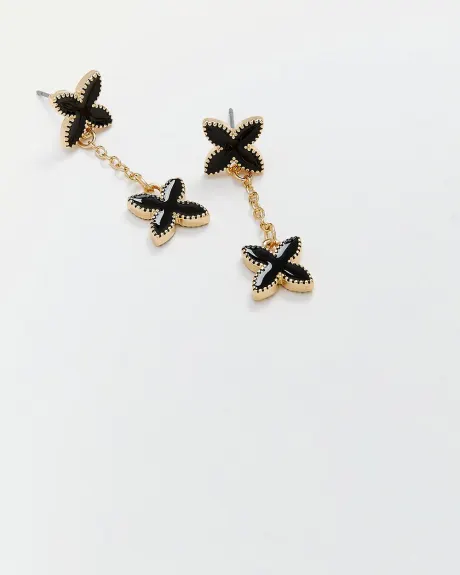 Chain Earrings with Flowers