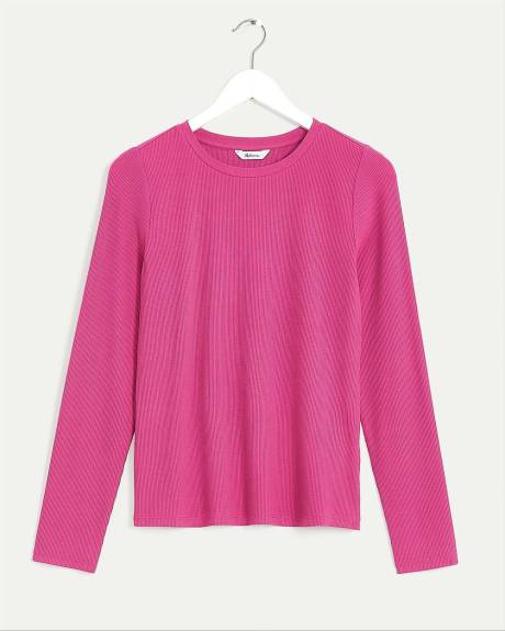 Long-Sleeve Crew-Neck Ribbed Tee