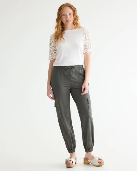 Pantalon jogger en tricot piqué à taille haute - Long