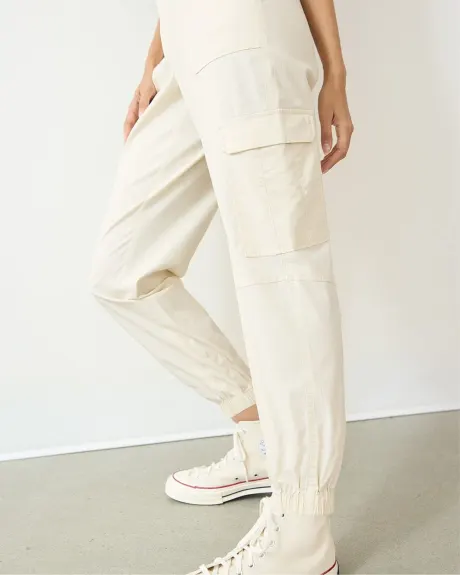 Pantalon jogger en popeline avec poches cargo