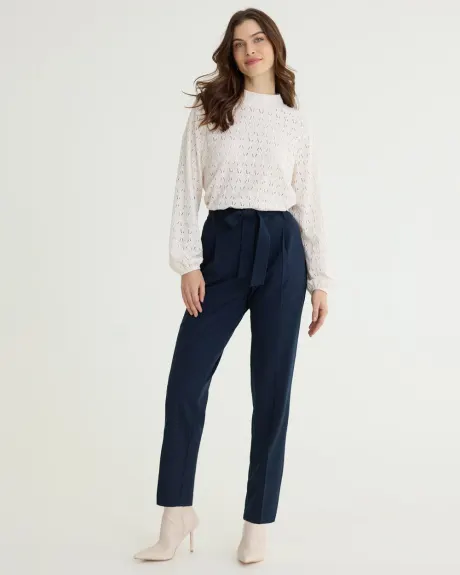 Tapered-Leg High-Rise Pant with Sash - The Timeless - Petite