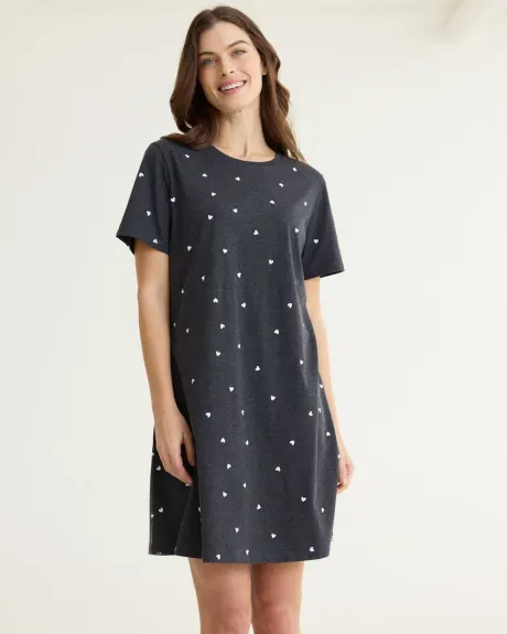 Short-Sleeve Crew-Neck Nightdress - R Line