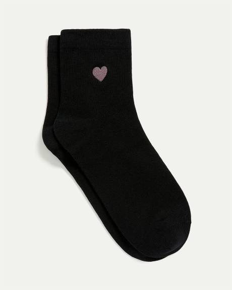 Cotton Crew Socks with Heart