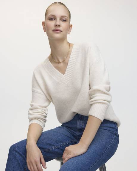 PlushSoft Long-Sleeve V-Neck Sweater