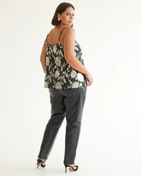 V-Neck Sleeveless Blouse with Metallic Embellishments