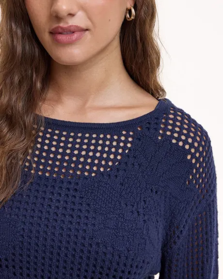 Long-Sleeve Pullover with Open Stitches