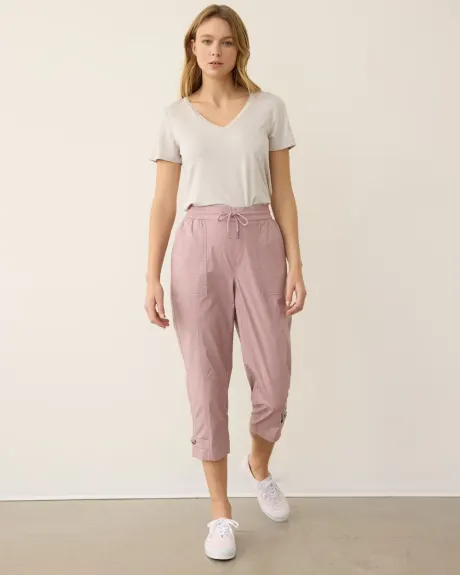 Straight-Leg High-Rise Poplin Capri Pant