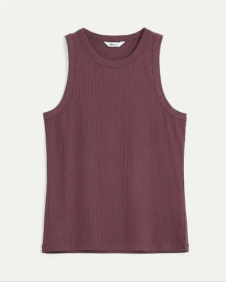 Camisole côtelée à col rond