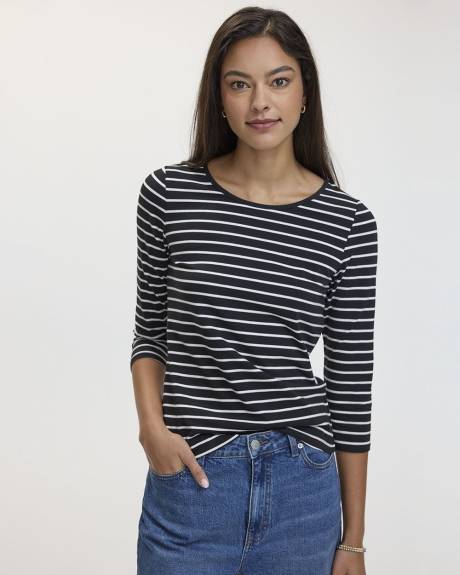 Striped Scoop-Neck Cotton Tee