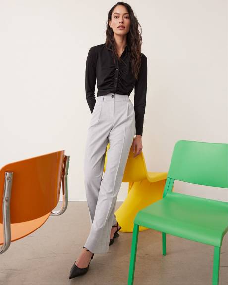 Crosshatch Wide-Leg High-Rise Pants