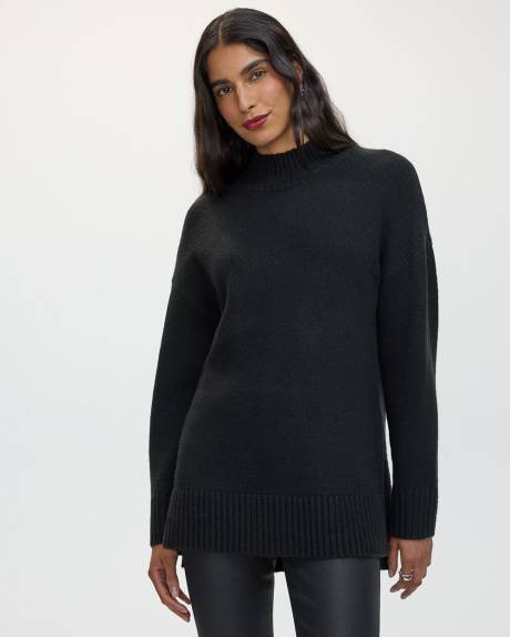 Long-Sleeve Mock-Neck PlushSoft Loose Tunic