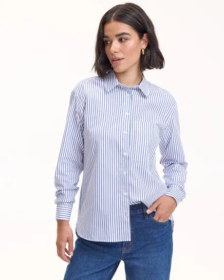 Blouse boutonnée à manches longues avec poche à la poitrine