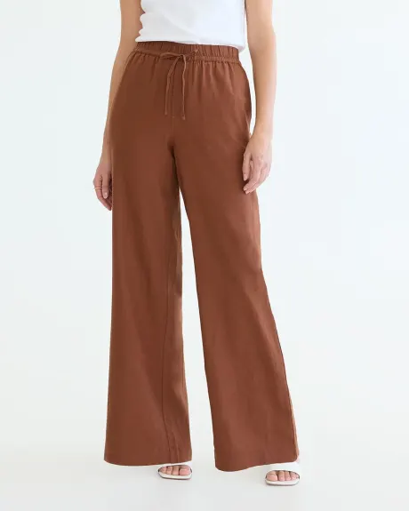 Pantalon en lin à jambe large et taille haute