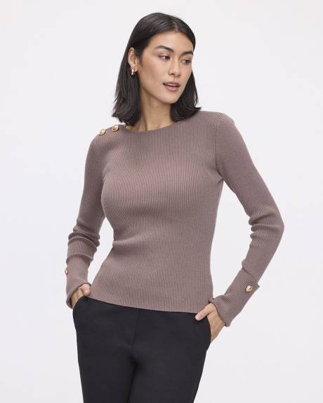 Long-Sleeve Boat-Neck Bodycon Pullover