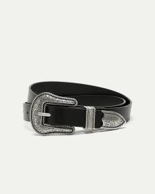 Faux Leather Belt with Western Buckle