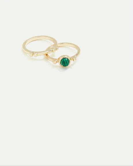 Rings with Malachite - Set of 2