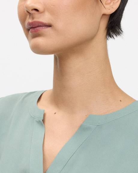 Cap-Sleeve Blouse with Split Neckline - R Essentials