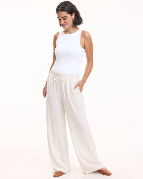 Pantalon en mélange de lin à jambe large - Petite