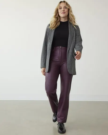 Pantalon taille haute à jambe droite en faux cuir - Long