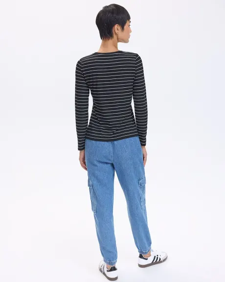 Long-Sleeve Crew-Neck Ribbed Top