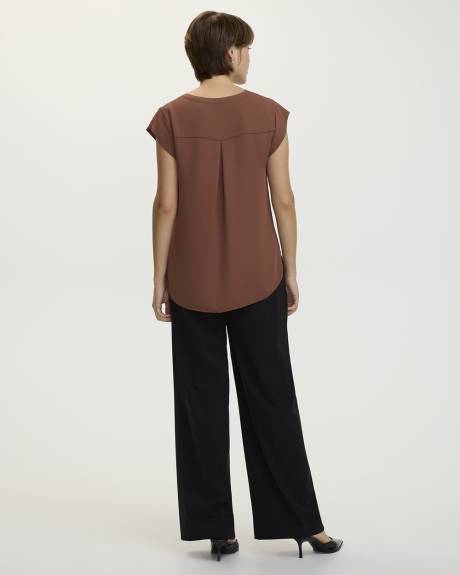 Cap-Sleeve Blouse with Split Neckline - R Essentials