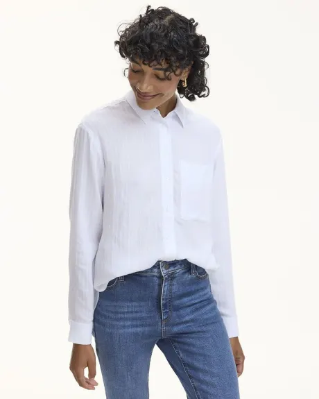 Blouse texturée à boutonner à manches longues avec poche à la poitrine