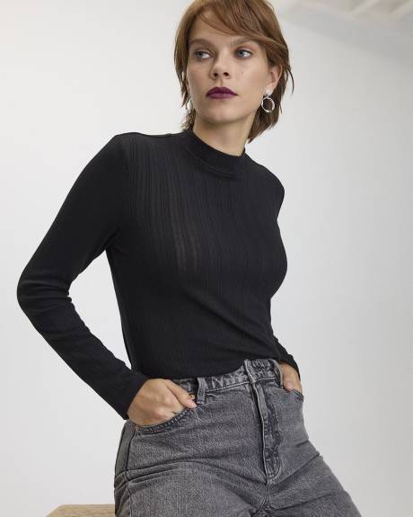 Long-Sleeve Mock-Neck Top