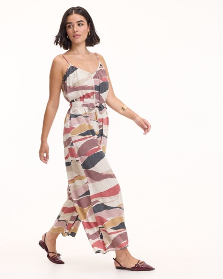 Sleeveless Wide-Leg Jumpsuit with Sash