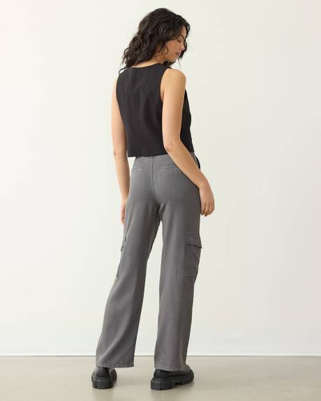 Pantalon cargo à jambe droite et taille haute