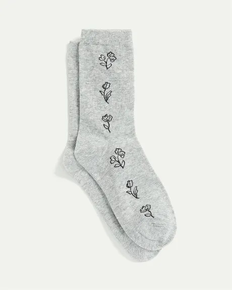 Cotton Socks with Floral Pattern