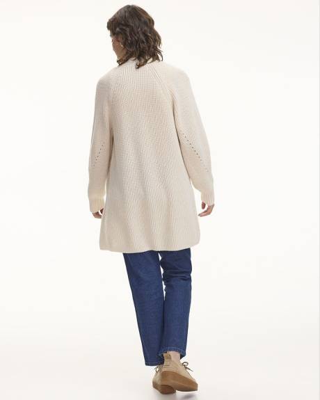 Long-Raglan-Sleeve Open Cardigan