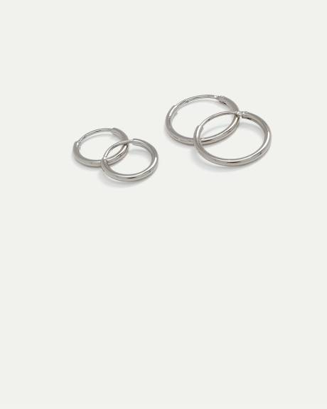 Stainless Steel Basic Hoops - 2 Pairs