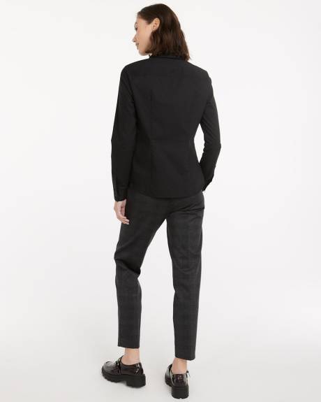 Buttoned-Front Poplin Shirt, R Essentials