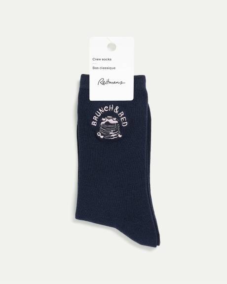 Cotton Crew Socks with Pancakes