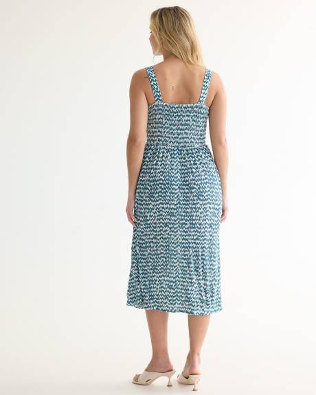 Sleeveless Midi Dress with Smocked Top