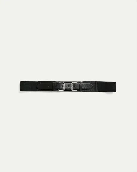 Ceinture de taille en faux cuir extensible avec boucle double