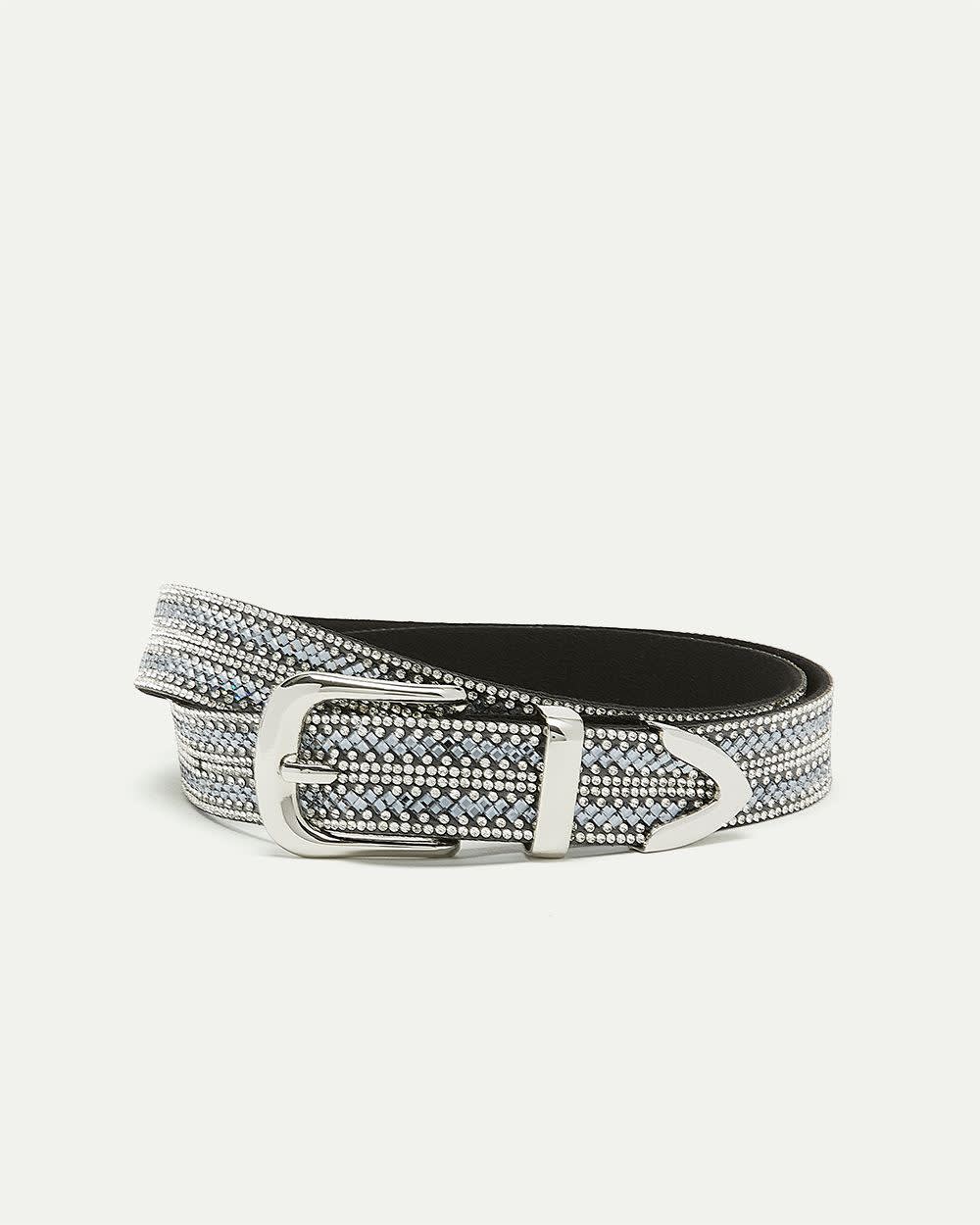 Ceinture mince en faux cuir scintillant