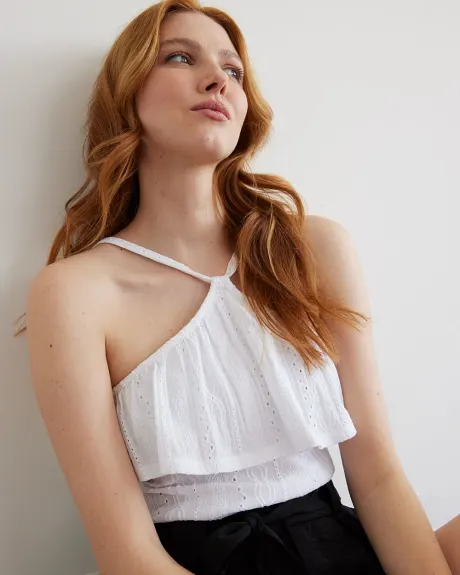 Camisole en tricot à oeillets avec encolure licou