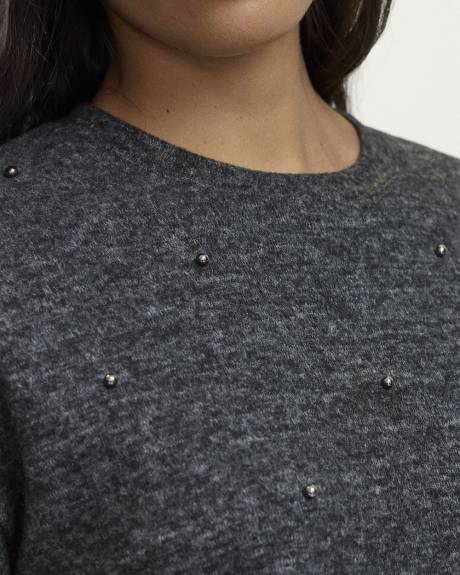 Long-Sleeve Crew-Neck with Pearls