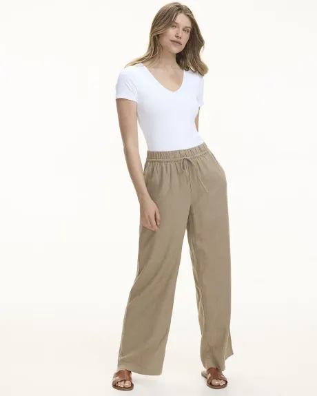 Pantalon en lin à jambe large et taille haute