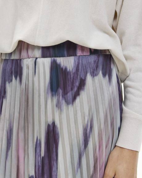 Pleated Midi Satin Skirt