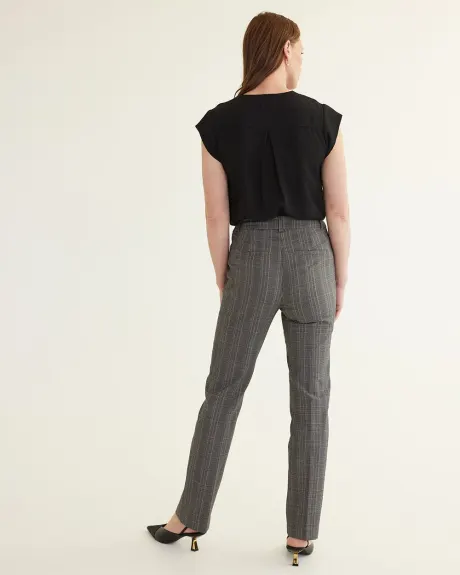 Pantalon carreauté à jambe droite et taille haute, L'Iconique - Long